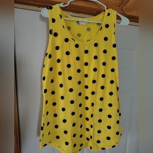 Lularoe Yellow And Black Polka Dots Tank Top. Plus size